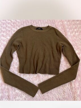 Brown Cropped Ribbed long sleeve